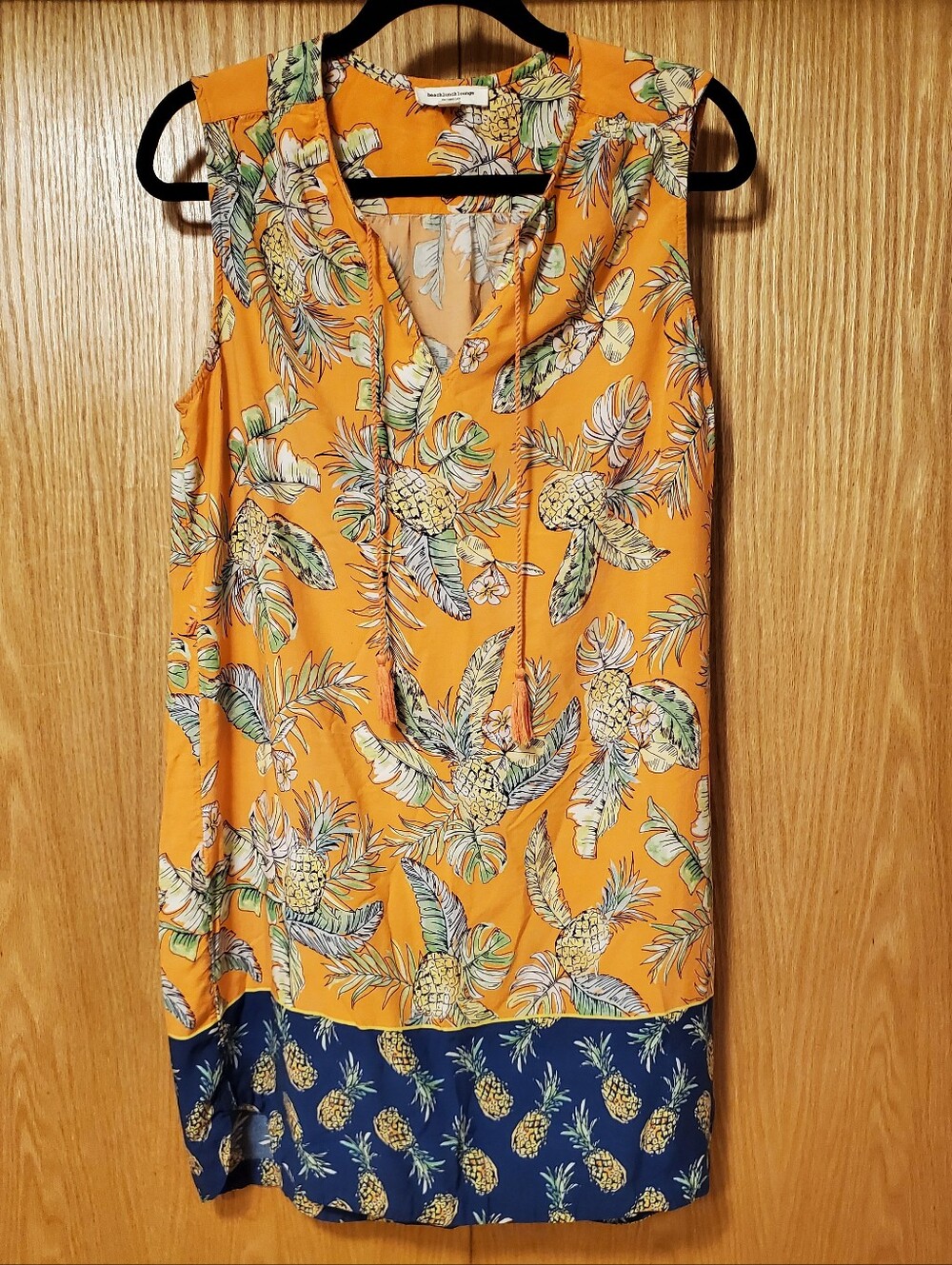 beachlunchlounge Tropical Pineapple Print Sleeveless Dress